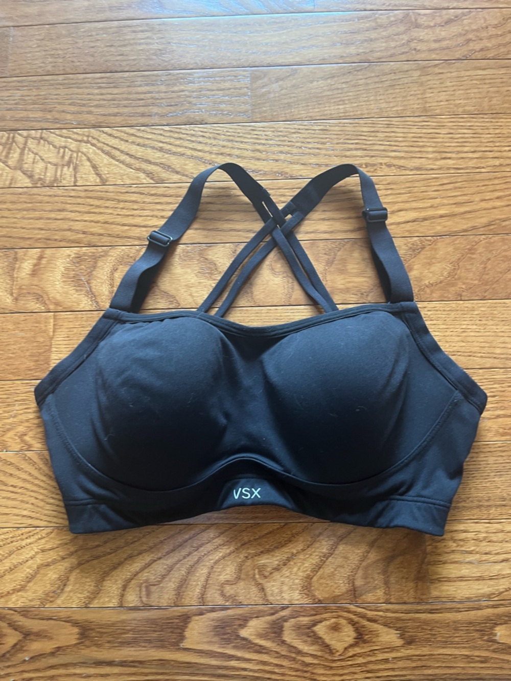 VSX Black Padded Sports Bra with Crisscross Straps